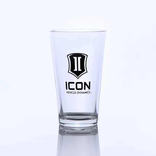 16OZ PINT GLASS W/STACKED BLACK ICON LOGO - ICON-2140-SL-BL-16OZ