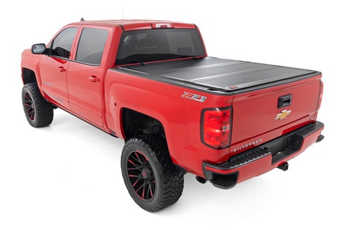 Rough Country - Hard Tri-Fold Flip Up Bed Cover - 5'9 in. Bed - Chevy/GMC 1500 (14-18 & Classic) - 49119551