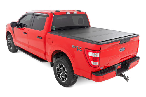 Rough Country - Hard Tri-Fold Flip Up Bed Cover - 5'7 in. Bed - Ford F-150 2WD/4WD (2015-2020) - 49220550