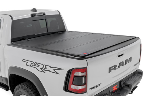 Rough Country - Hard Tri-Fold Flip Up Fold Bed Cover - 5'7 in. Bed - Ram 1500 (19-25)/1500 TRX (21-24) - 49320550