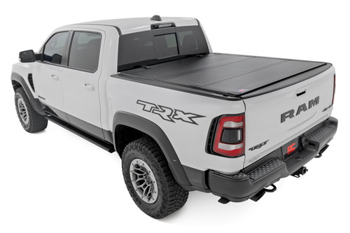 Rough Country - Hard Tri-Fold Flip Up Fold Bed Cover - 5'7 in. Bed - Ram 1500 (19-25)/1500 TRX (21-24) - 49320550
