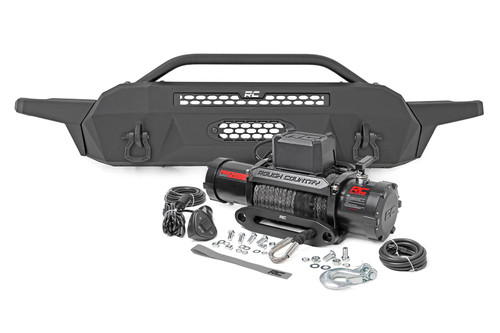 Rough Country - Front Bumper - High Clearance - 12000-Lb Pro Series Winch - Synthetic Rope Toyota Tacoma 4WD (16-23) - 10717