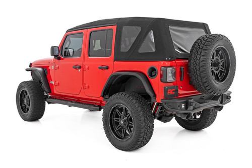 Rough Country - Oval Nerf Steps - 4 Door - Black - Jeep Wrangler Unlimited 4WD (2018-2025) - 21016