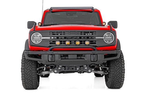 Rough Country - Light Bar Mount - 3.5 in. Round LED (Quad) - Black - Amber DRL - OE Modular Steel - Ford Bronco (21-24) - 51136