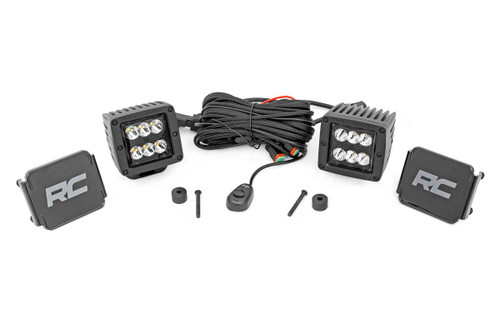 Rough Country - LED Light Kit - Cowl Mount - 2 in. Black Pair - Jeep Gladiator JT/Wrangler JL (18-25) - 70062