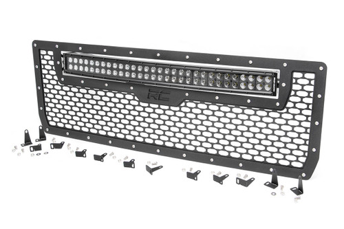 Rough Country - Mesh Grille - 30 in. Dual Row LED - Black - GMC Sierra 1500 2WD/4WD (2014-2015) - 70190