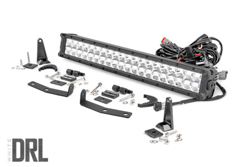 Rough Country - LED Light Kit - Bumper Mount - 20 in. Chrome Dual Row - White DRL - Nissan Titan XD (16-24) - 70646DRL