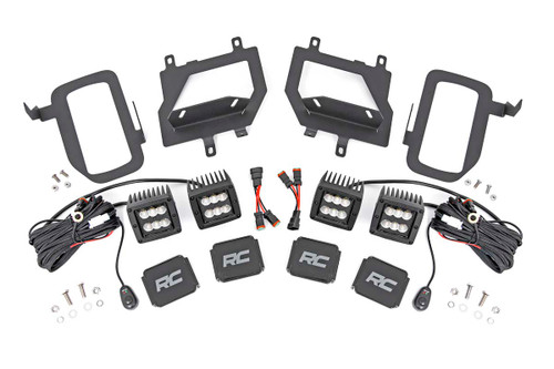 Rough Country - LED Light Kit - Fog Mount - Dual 2 in. Black Pairs - Flood - Ford F-150 (15-17) - 70833