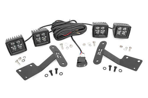 Rough Country - LED Light Kit - Ditch Mount - Dual 2 in. Black Pairs - Amber DRL - Toyota Tundra (14-21) - 70838