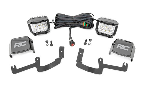 Rough Country - LED Light Kit - Ditch Mount - 3 in. OSRAM - Wide - Chevy Silverado 1500 (19-24) - 70845