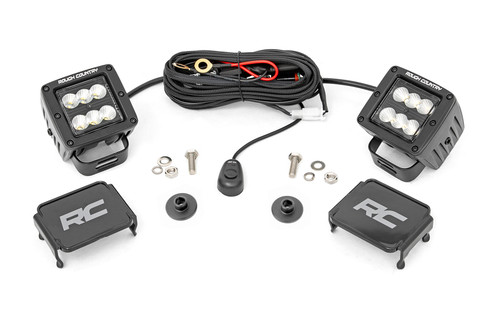Rough Country - LED Light Kit - Ditch Mount - 2 in. Black Pair - Flood Pattern - Ford Bronco (21-25) - 71046