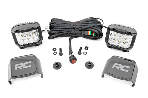 Rough Country - LED Light Kit - Ditch Mount - 2 in. Chrome Pair - Wide - Ford Bronco 4WD (21-25) - 71050