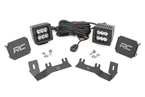 Rough Country - LED Ditch Light Kit - 2in Black Pair - Spot - Chevy/GMC 1500 (14-18 & Classic) - 71052