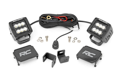 Rough Country - LED Light Kit - Ditch Mount - 2 in. Black Pair - Flood - Toyota Tundra (22-25) - 71072