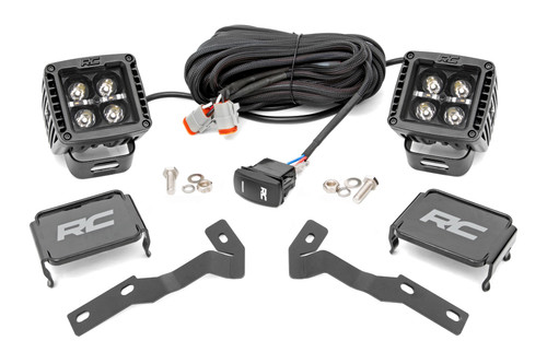 Rough Country - LED Light Kit - Ditch Mount - 2 in. Black Pair - Amber DRL - Toyota Tacoma (16-23) - 71083