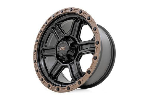 Rough Country - Rough Country 79 Series Wheel/One-Piece/Semi Gloss Black w/Bronze Ring/15x8/5x5.5/-19mm - 79150814