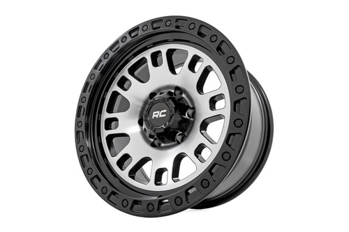 Rough Country - 82 Series Wheel - One-Piece - Machined Semi Gloss Black - 17x9 / 5x5 / -12mm - 82170918M - 82170918M