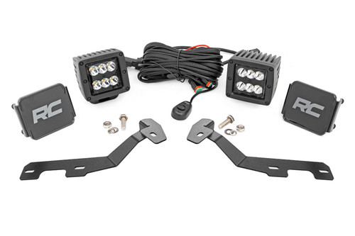 Rough Country - LED Light Kit - Ditch Mount - 2 in. Black Pair - Spot - Ram 1500 2WD/4WD (19-25) - 82290