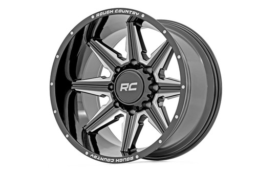 Rough Country - Rough Country 91M Series Wheel/One-Piece/Gloss Black/20x12/6x135/-44mm - 91201217M