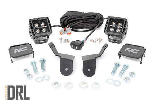 Rough Country - LED Light Kit - Cage Mount - 2 in. Black Pair - Amber DRL - Honda Pioneer 1000 - 92021
