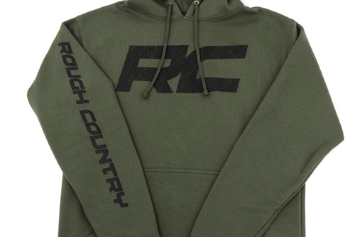 Rough Country - Rough Country Hoodie - RC Topographical Sleeve - Army Green - SM - 94096SM