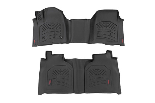 Rough Country - Sure-Fit Floor Mats - FR & RR - FR Over Hump - Crew - Chevy/GMC 1500/2500HD/3500HD (19-25) - SM21613