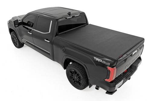 Rough Country - Soft Tri-Fold Bed Cover - With & W/O OE Rails - 6'7" Bed - Toyota Tundra (22-26) - 41419660A - 41419660A
