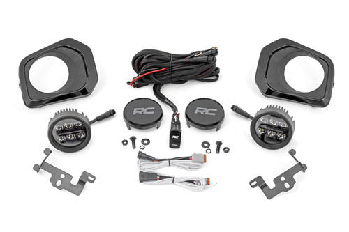Rough Country - LED Fog Light Kit - 3.5 Inch Round Black Series - Amber DRL - Toyota Tacoma (16-23) - 71095 - 71095