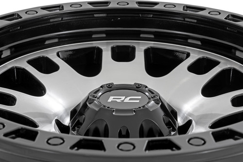 Rough Country - 82 Series Wheel / One-Piece / Machined Semi Gloss Black / 17x9 / 5x4.5 / -12mm - 82170913M - 82170913M
