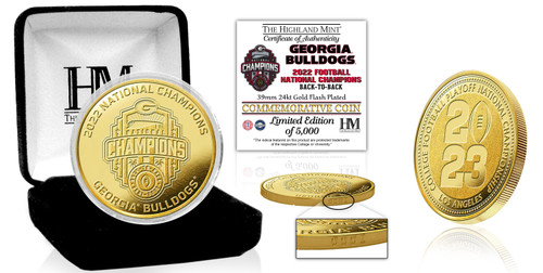 Georgia Bulldogs 2022 National Champions 24k Gold Coin LE 5,000