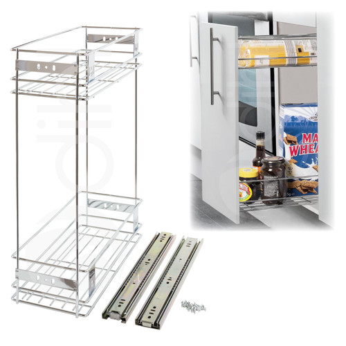 200mm Pull Out Wire Basket Kitchen Larder Base Unit Cupboard Drawer Storage