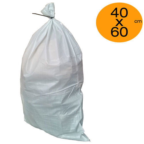 40cm x 60cm White Woven PP Rubble Sacks