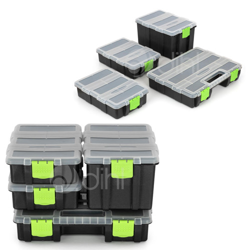 Dihl 4pc Storage Organiser Box for Screws Nails Nuts Craft Carry Case Tool Box