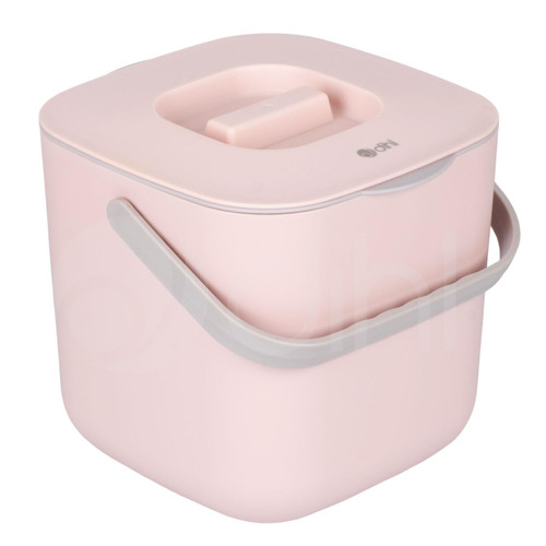 Dihl 7L Pink Food Waste Kitchen Compost Caddy Bin, Strainer