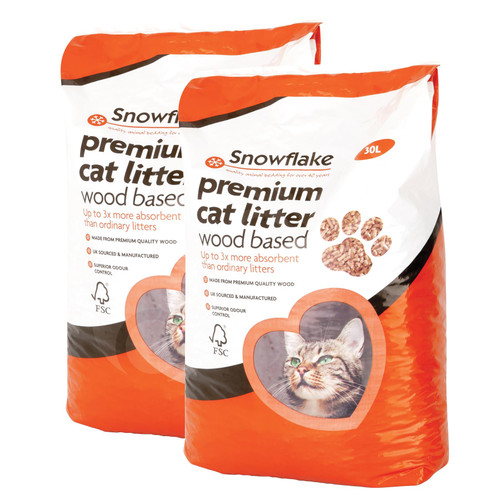 Snowflake 2 x 30L Premium Wood Based Cat Litter