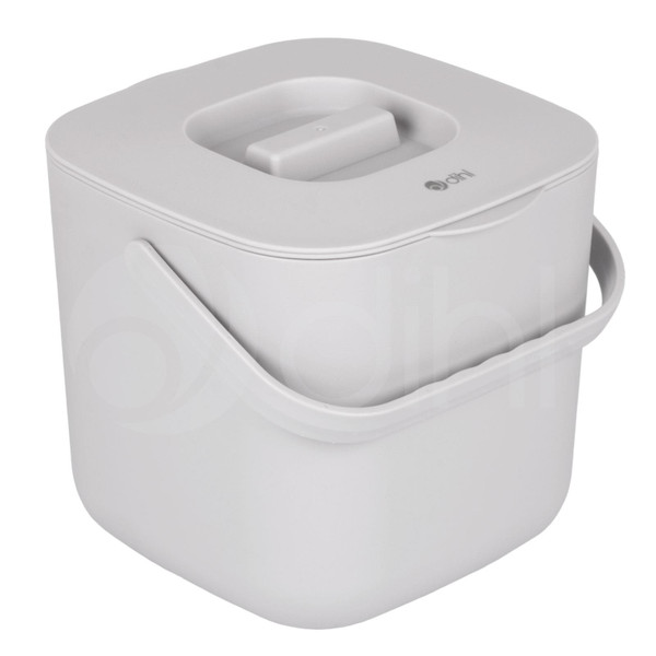 Dihl 7L Grey Food Waste Kitchen Compost Caddy Bin, Strainer