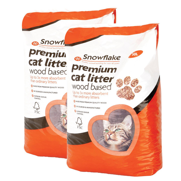 Snowflake 2 x 30L Premium Wood Based Cat Litter