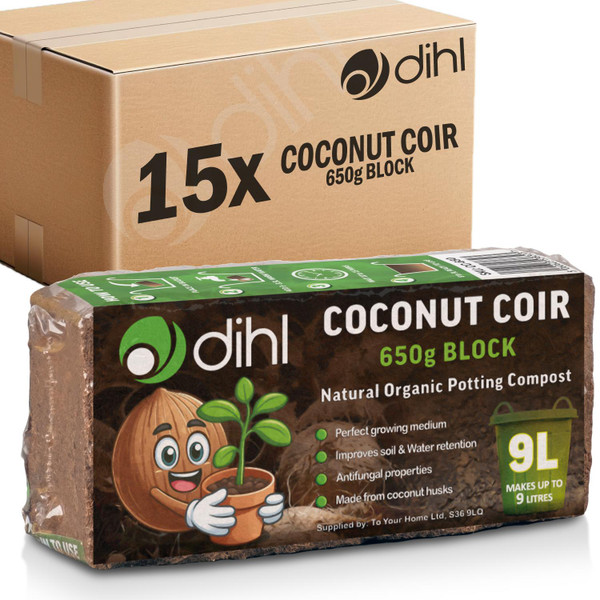 15x Pack of Coconut Coir 650g Brick 20x10x5cm