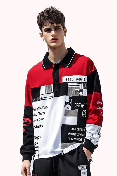 Long Sleeve T-shirt Three Colors Stitching Tops matching street