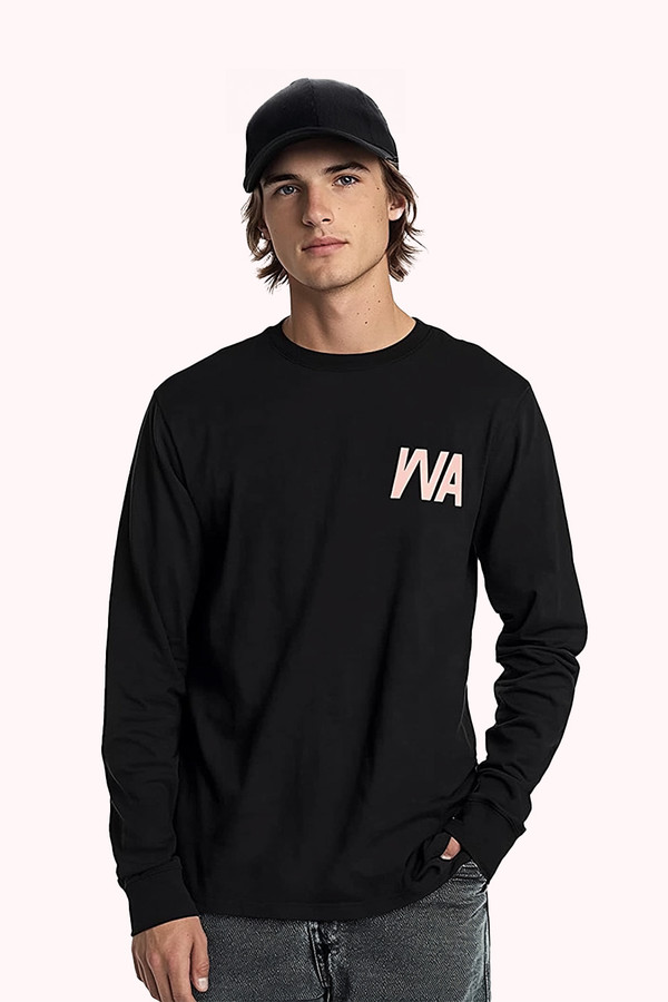 Men's Graphic Long Sleeve Crew Neck Tee Shirt