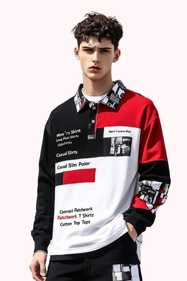 Long Sleeve T-shirt Three Colors Stitching Tops matching street Long Sleeve T-shirt Three Colors Stitching Tops matching street