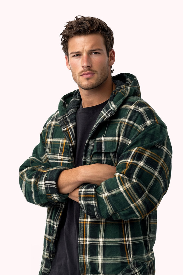 Men's Camp Night Berber Lined Hooded Flannel Shirt Jacket Men's Camp Night Berber Lined Hooded Flannel Shirt Jacket