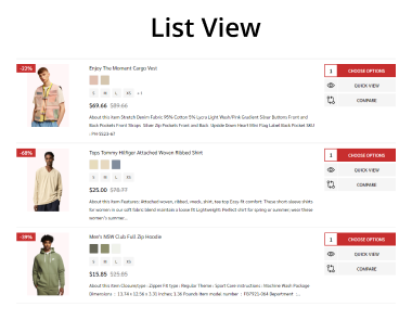 Multiple Product Display Options