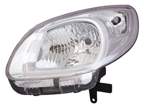 Faro ottico anteriore sinistro per RENAULT KANGOO - 2013 H4 C/ Corpo Cromato Nuovo