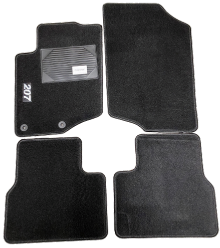 Kit 4 Tappetini Auto per PEUGEOT 207 dal 2009-2012, con logo 207, con clip, Nuovi