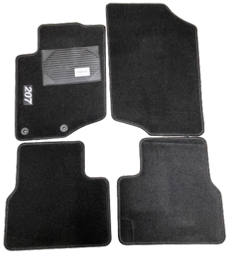 Kit 4 Tappetini Auto per PEUGEOT 207 SPORT dal 2006-2009, con logo 207, con clip, Nuovi