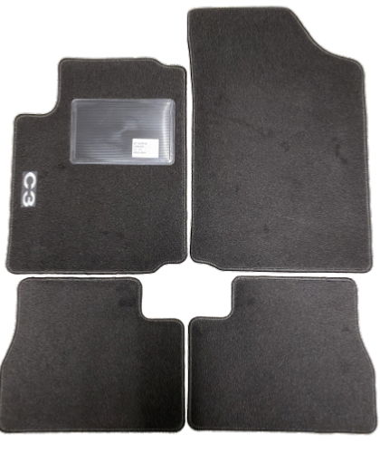 Kit 4 Tappetini Auto per CITROEN C3 2005-2009, con logo C3, Neri, Nuovi