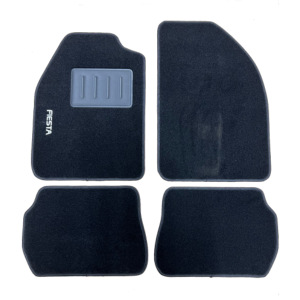 Kit 4 Tappetini Auto per FORD FIESTA dal 2005 al 2008, con logo fiesta, Neri, con clip, Nuovi