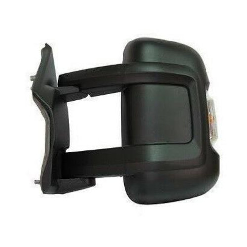 Specchietto Retrovisore sinistro per PEUGEOT BOXER Camper dal 2014 Manuale Braccio Medio Con sonda Nero Nuovo
