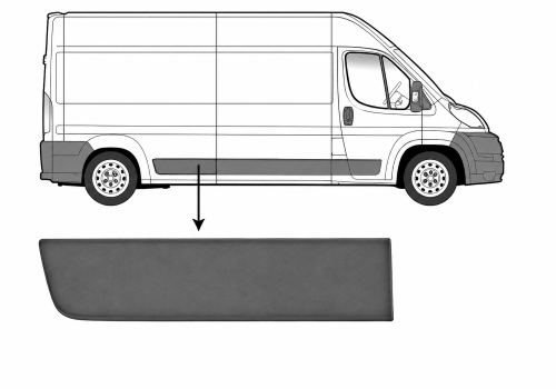 Modanatura laterale alettone posteriore destro per FIAT DUCATO III fase 1, 2006-2014, telaio lungo, Grigio, 80 cm, Nuovo